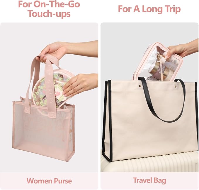 PACKISM Clear Makeup Bag - TSA Approved Toiletry Bag for Carry-on & Checked Luggage, Water Resistant Car Storage Organizer with Reinforced Seams