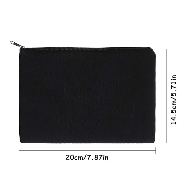 meekoo 16 Pack Blank Canvas Pouch Zipper Cosmetic Bag Bulk Plain Makeup Pouch Sublimation DIY Craft Multipurpose Travel Toiletry Bag for Makeup Cosmetic Stationary Storage Organizer(M,Beige and Black)