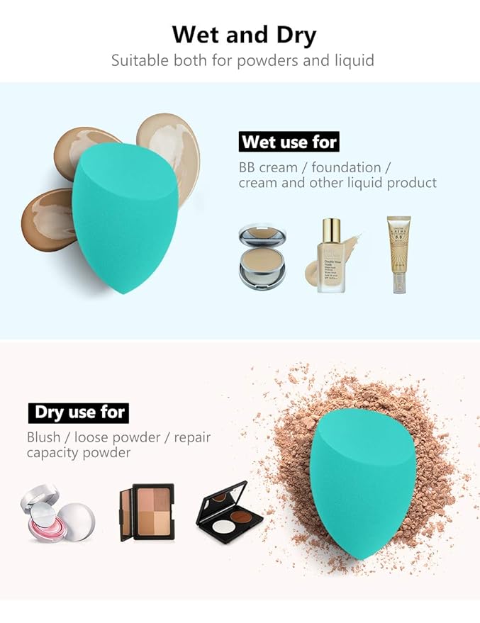 InnoGear Makeup Sponge, 10 Pcs Makeup Sponges Blender Set Beauty Cosmetic Foundation Blending Applicator Puff, Flawless for Liquid Cream Powder (Multicolor 1)