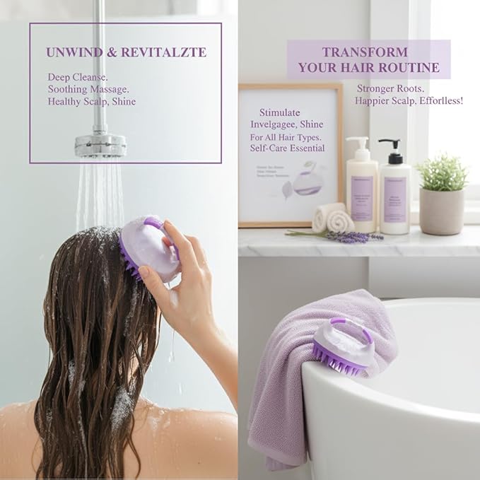 Dunnock Manual Scalp Massager & Shampoo Brush (Purple) – Designed to give You a Salon-Like Scalp Treatment at Home Turn Every Wash Dandruff Comb Into a Spa Experience Scalp Stimulator.