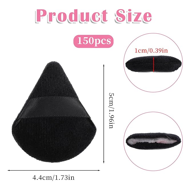 150Pcs triangle powders puff Soft powders puff bulk makeup sponge powder puffs for face powder setting makeup triangle puffs velour for foundation Wet and Dry Cosmetic Foundation Tools