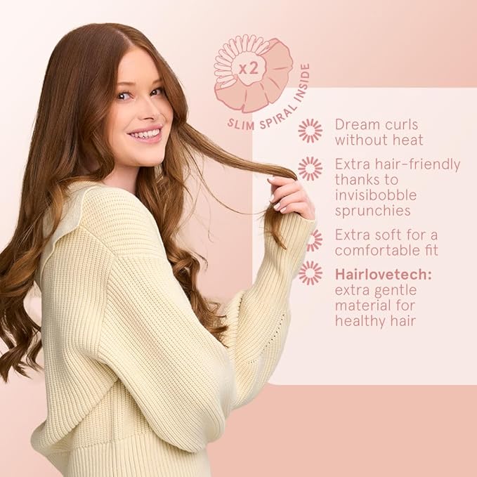 invisibobble Heatless Curl Set - No Heat Curlers With Velvet Band for Overnight Use - Hair Curler for Heat-Free Bouncy, Natural Waves on Medium to Long Hair