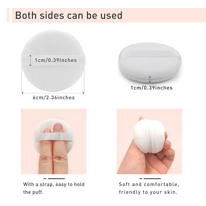 12 PCS Cotton Powder Puff, Face Puff Makeup Puffs Pads, Velour Body Puff for Loose Powder Foundation (Pink)