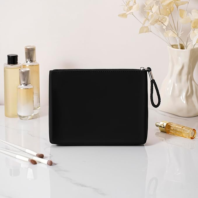 Silicone Makeup Bag for Purse Zipper Cosmetic Pouch Makeup Brush Holder Large Makeup Organizer Silicone Travel Pouch for Women (Black)