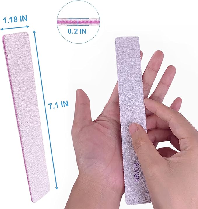 80/80 Grit Nail Files, Emery Boards Nail File for Acrylic and Gel Nails, Coarse Nail File Double Sided 80 Grits Emory Professional Filers Reusable Washable Manicure Square Gray