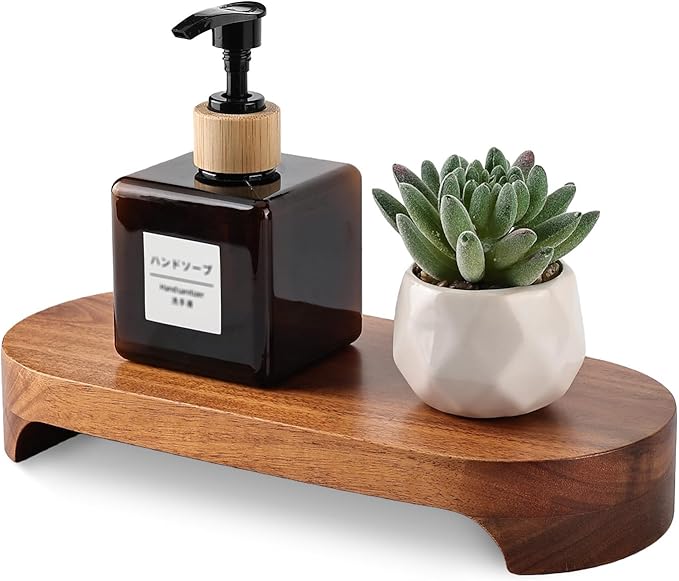 Acacia Wood Risers for Decor Display, Bathroom Counter Decorative Tray, Soap Dish Risers, Pedestal Stand for Bottles,Candle,Plant, Counter Decor for Vanity. (Nature Acacia)