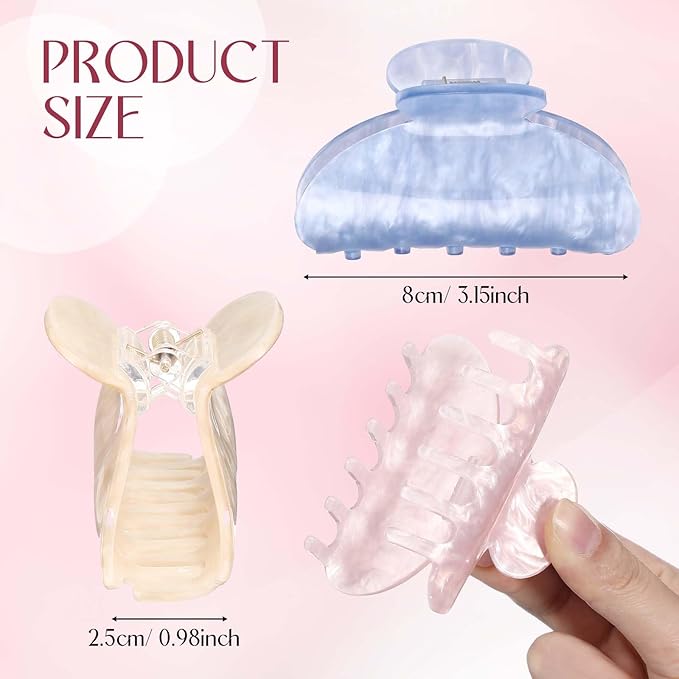 16 Pcs Large Acrylic Hair Claw Clips Bulk for Women Christmas Birthday Gift Fashion French Style Cute Hair Accessories Non-slip Hold Claw Clips for Thick Thin (Multicolor)