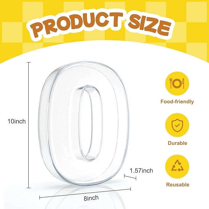 10" Acrylic Charcuterie Letters Fillable Tray, Reusable Alphabet Number Shaped Serving Plates for Charcuterie Board, Display Fruit, Candy, Cake, Party Decor, Birthday, Anniversary（0）