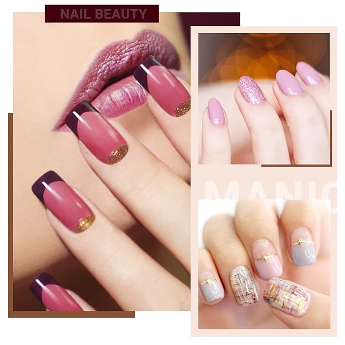 Segbeauty 216 Nail Colors Display Book, Nail Polish Organizer Colors Chart with 240 False Nails Tips, Professional DIY Fingernail Painting Stick Sample Card Practice Tool Salon Beauty Pink