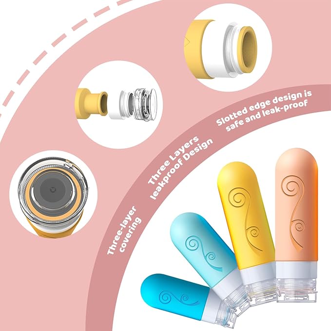 vodvob 16 Pack Travel Bottles Set for Toiletries, TSA Approved Travel Containers Leak Proof Silicone Squeezable Travel Accessories 2oz 3oz for Shampoo Conditioner Lotion Body Wash (BPA Free) (Orange)