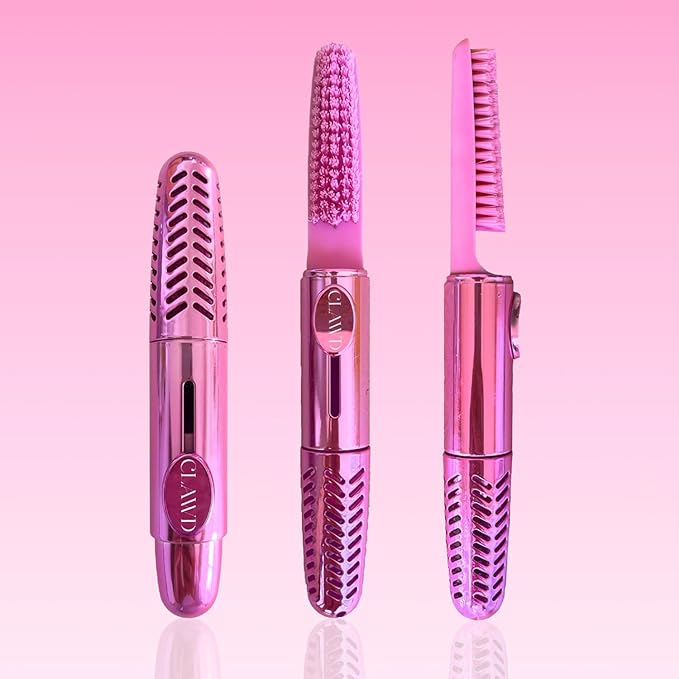 CLAWD Nail Brush for Cleaning Fingernails | Soft Bristle Portable Travel Nail Cleaner Brush for Women | Pink