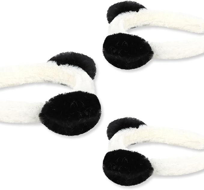 Panda Ears Plush Headbands - Cute Bear Costume for Women and Girls, Black and White Party Animal Accessories, Suitable for Spa, Skincare, and Makeup
