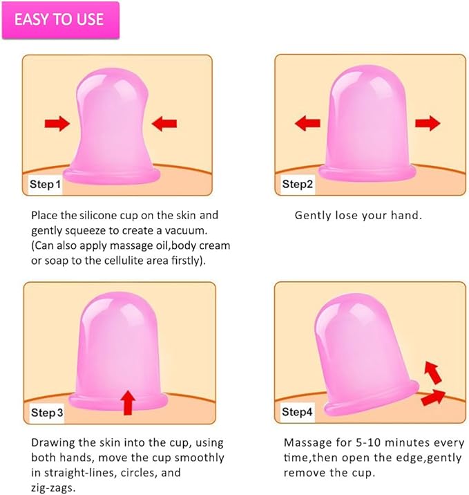 500-miles Cupping Therapy Sets 7Pcs Silicone Anti Cellulite Cup Vacuum Suction Massage Cups Facial Cupping Sets Body and Face Massager for Adults Home Use