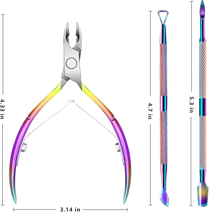 Cuticle Trimmer with Cuticle Pusher, Cuticle Remover Cuticle Scissors Manicure Tools, Professional Stainless Steel Cuticle Cutter, Dead Skin Remover Nail Tools for Fingernails and Toenails