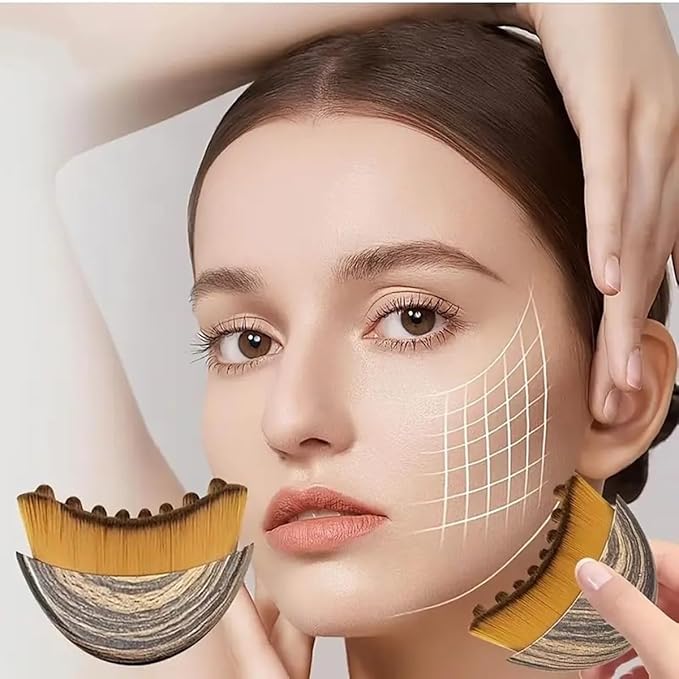 Lymphatic Contour Face Brush for Facial Massage, Rejuvenating & Depuffing - Manual Gua Sha Alternative for Jawline Lifting, Eye Bags, Double Chin & Neck Care(1 Pcs)