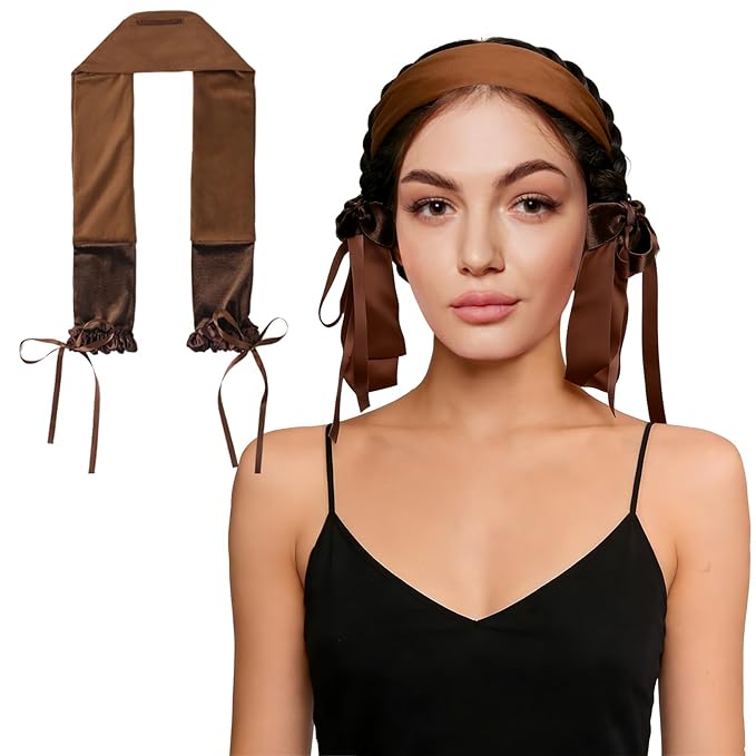 Curling Tie New Hair Curlers to Sleep in, Heatless Curls Overnight Headband, Soft Ribbon Wrap for Long Hair, Perfect Natural Curls Bouncy Curly Hairstyle Hair Suitable for All Hairs Types(Brown)