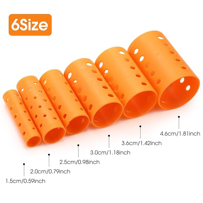 WILLBOND 141 Pcs Hair Rollers Set Include Plastic Hair Rollers with Pins and Clips(Orange)