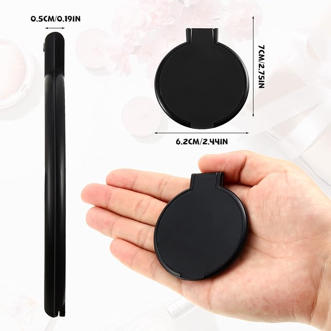 36 Pcs Compact Mirror Bulk Portable Round Makeup Mirror Mini Foldable for Purse Women Travel Daily Use Mother‘s Day Gifts (Black)