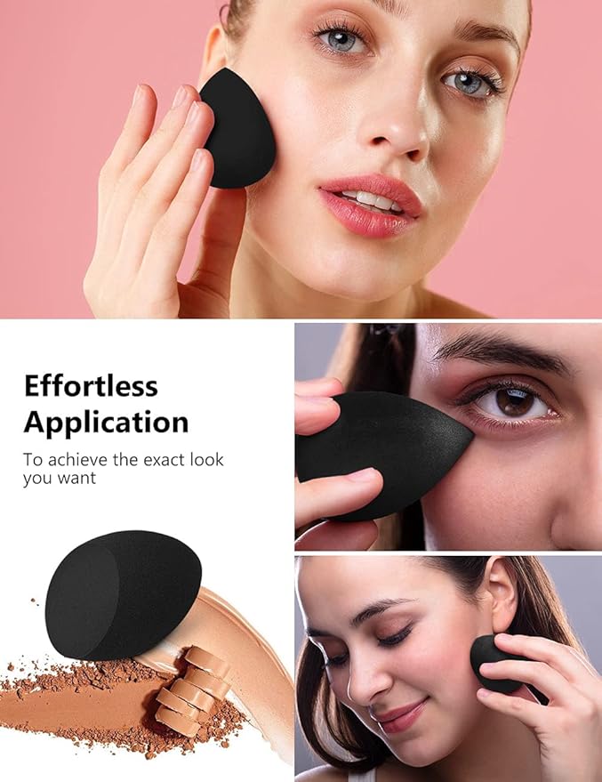 InnoGear Makeup Sponge, 10 Pcs Makeup Sponges Blender Set Beauty Cosmetic Foundation Blending Applicator Puff, Flawless for Liquid Cream Powder (Basic Black)