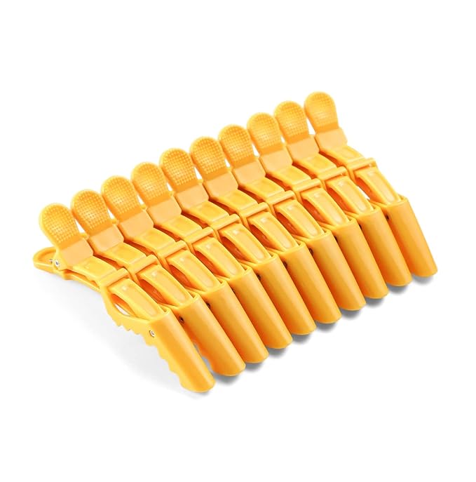 10pcs/set Multicolor Croc Clips Transparent Plastic Hairdresser Clip Hair Styling Sectioning Barrettes Professional Non Slip Alligator Clip Salon DIY Accessories Hairpins (10pcs-Yellow)