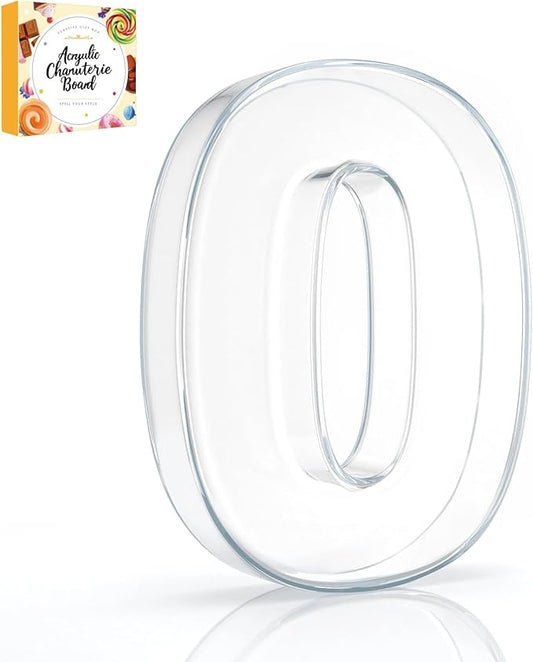 10" Acrylic Charcuterie Letters Fillable Tray, Reusable Alphabet Number Shaped Serving Plates for Charcuterie Board, Display Fruit, Candy, Cake, Party Decor, Birthday, Anniversary（0）