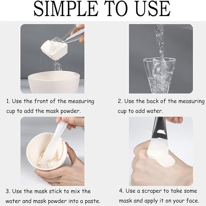 Silicone Face Mask Mixing Bowl Set, DIY Facemask Mixing Tool Kit with Silicone Mask Bowl, Facial Mask Brush, Bowl Stick Spatula, Face Mask Applicator, Measuring Cup (5 PCS＆White)