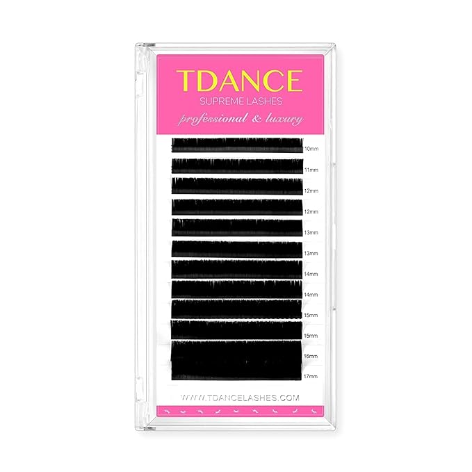 TDANCE Lash Extension Matte Black Eyelash Extension C CC D DD J B L Curl Volume & Classic Lash Extensions 0.03-0.18mm Thickness Professional Salon Use(0.03-DD,10-17 mm)