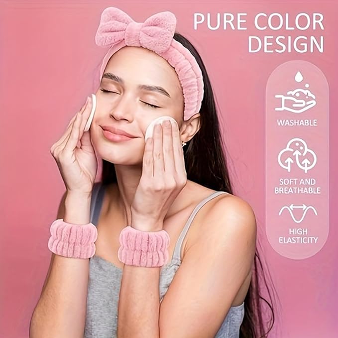 suniya Skincare Face Wash Spa Headband and Wristband Set Makeup Sponges Set Face Soft Triangle Makeup Puff Sponge Pieces Powder Puff Women and Teen Girl Gifts Trendy Stuff （Purple）