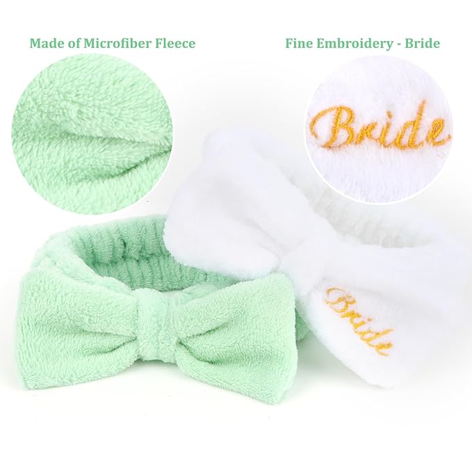 CIEHER 8 Pack White & Green Spa Headband for Bachelorette Party Favors, Bachelorette Party Spa Headband for Bride Bridesmaid, Bachelorette Gifts for Bride Skincare Makeup Headbands Face Wash Headbands