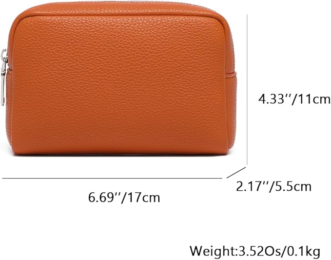 Makeup Bag Large Capacity Women's Classic Black Wash Bag Adjustable Partition Wash Brush and Cosmetic Carrying Bag (PU/Vitality Orange)