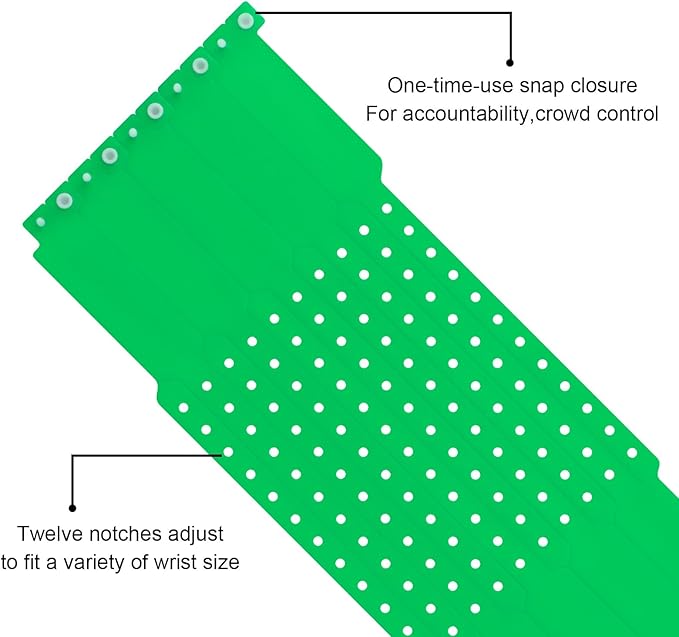 100pcs Colored Vinyl Wristbands, Waterproof Wristbands, Security Wrist Bands, Event Wristbands for Bar Club Festival Music Meeting, Pool Parties,Outdoor Sports (Color : Green)