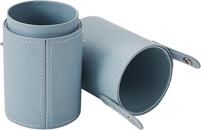 Portable Makeup Brush Holder, Waterproof PU Leather Travel Makeup Brush Case Bag Cup, Brush Storage Dustproof Bag (08Light Blue)