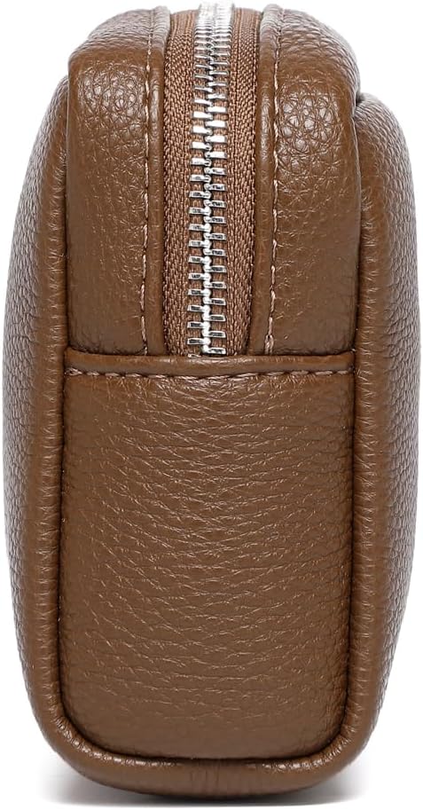 Makeup Bag Large Capacity Women's Classic Black Wash Bag Adjustable Partition Wash Brush and Cosmetic Carrying Bag (PU/Toffee Brown)