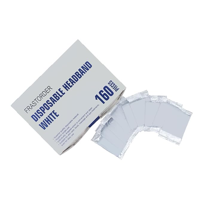 Disposable Spa Headbands for Women - Individually Wrapped Stretch Non-Woven Facial Headbands for Skincare, Makeup & Esthetician Supplies(White, 160 Count)
