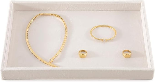 Jewelry Organizers And Storage, Velvet Jewelry Trays,Premium Flat Watch Tray,Luxury Jewelry Display For Vendors,White Necklace Display For Selling