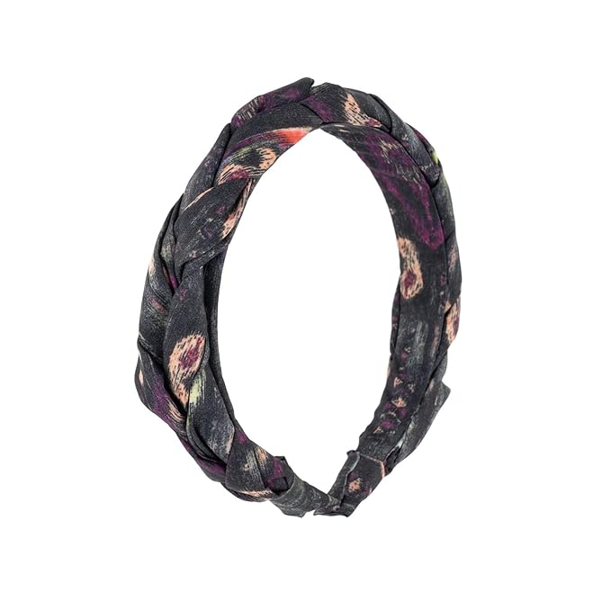 Madison Tyler Boho Headbands - Top Knot With Rhinestones, Non Slip for Outdoor & Party (Purple & Black)