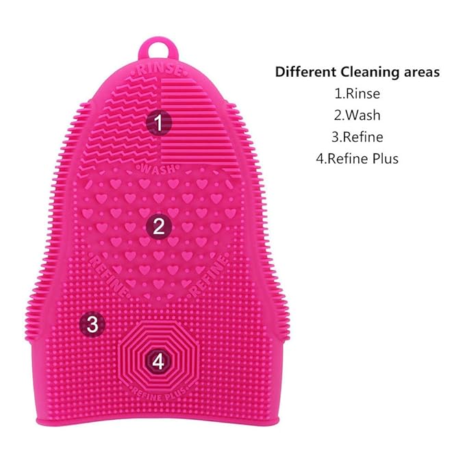 ScivoKaval Makeup Brush Cleaner Mat Mitt Glove Silicone Cosmetic Cleaning Scrubber Tool for Face Brushes and Eye Brush Washing Pad Pink