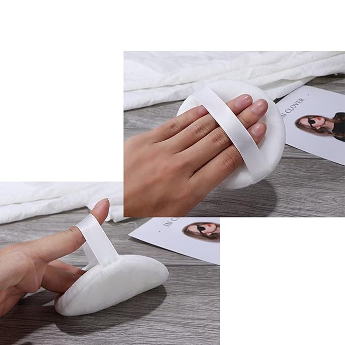 Powder Puff 2 Pieces 4.1 Inch Soft Powder Makeup Puffs Pads Makeup with Ribbon Face Powder Puffs for Loose and Foundation (2PCS Extra Large Size 4.1 Inch)