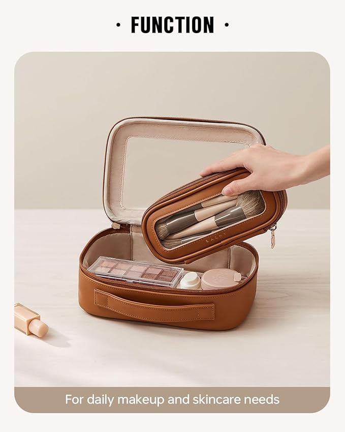 EACHY Clear Makeup Bag Cosmetic Organizer, Waterproof Travel Cosmetic Case with Zipper for Women, Transparent Toiletry and Skincare Pouch, Portable Car or Purse Bag for Travel Essentials