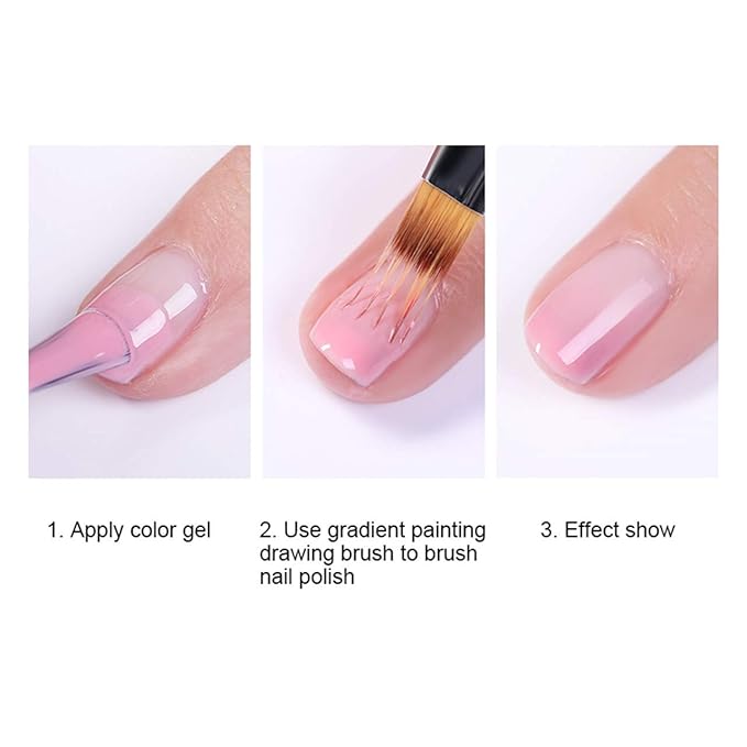 LWBTOSEE 2pcs Ombre Nail Brush for Nail Art Gradient Painting Rhinestone Handle Drawing UV Gel Pen Manicure Nail Art Brush Tool (Black&White)