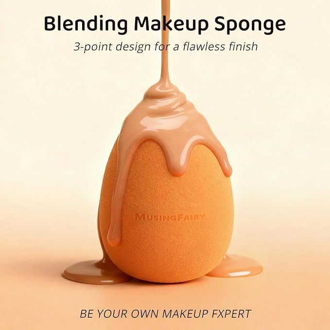 2 Pack Makeup Blending Sponge Set with Acrylic Storage Case, Latex-Free Beauty Sponge Blenders,For Matte & Smooth Foundation, Flawless Matte Finish,Streak-Free Finish,Easy to Clean