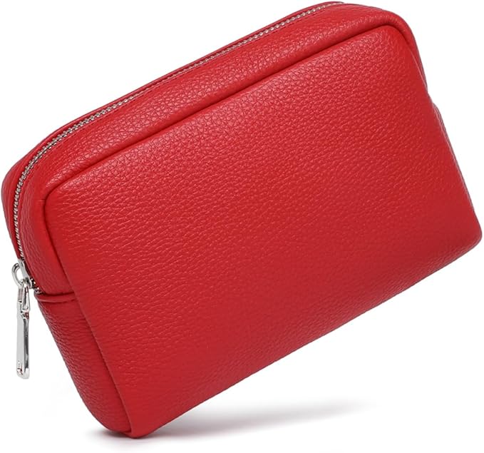 Makeup Bag Large Capacity Women's Classic Black Wash Bag Adjustable Partition Wash Brush and Cosmetic Carrying Bag (Pomegranate Red)