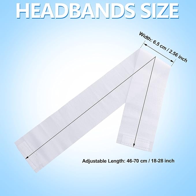 WILLBOND 50 Pieces Disposable Headbands Soft Non-woven Spa Facial Headbands Stretch Skin Care Hair Band with Convenient Closure, Salon Makeup Sauna Supplies for Women Girls, White