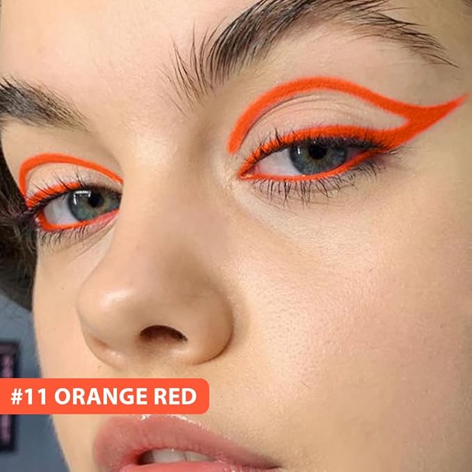 evpct 1Pcs Orange Red Waterproof Colored Eyeliner Liquid Eye Liner Set Long Lasiting Ultra-fine Speed Dry Colorful Liquid Eyeliner lapiz delineador de ojos contra el agua blanco para ojos de colores