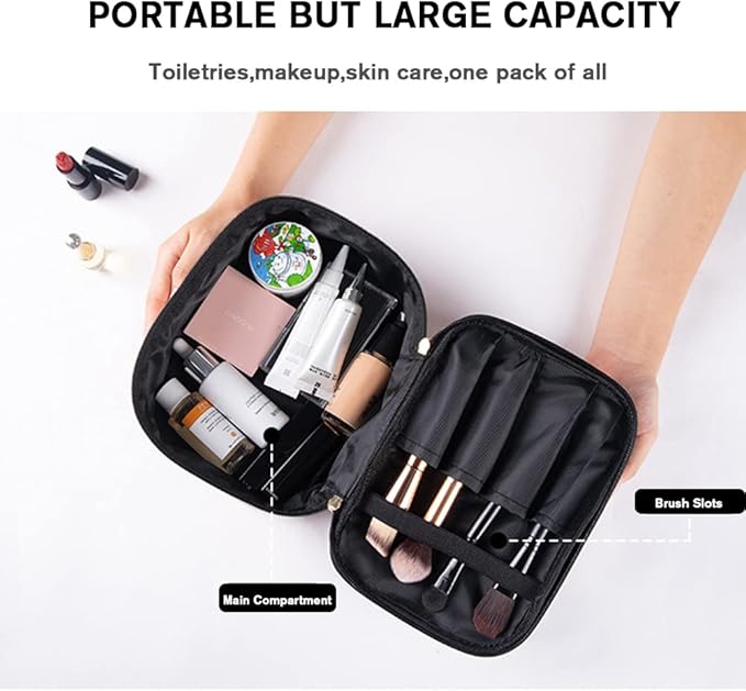 3 Pieces Makeup Bags Double Layer Travel Large Holographic Cosmetic Cases Organizer Toiletry Bags Waterproof Small Zipper Pouch for Women Makeup Brush Storage Bag,Light Pink