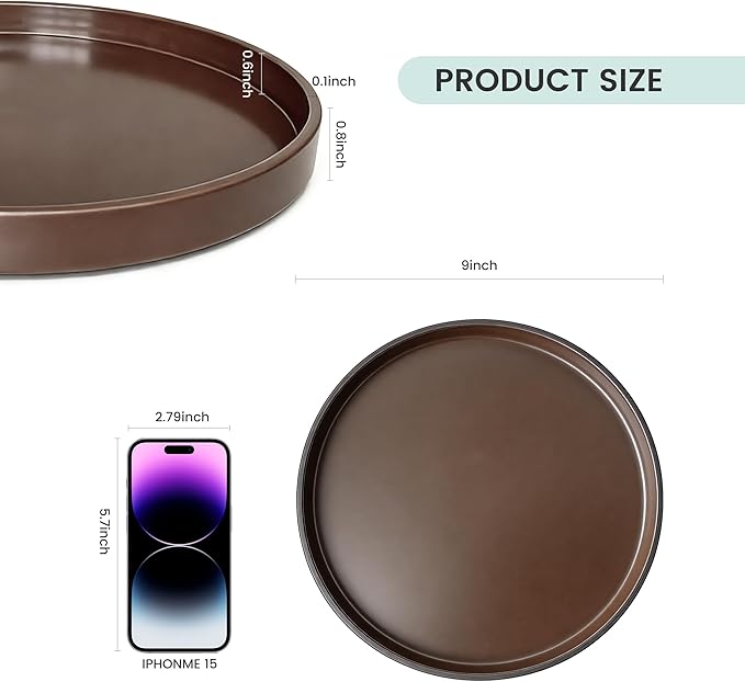 2 Pack 9" Bathroom and Vanity Tray, ABS Bathroom Counter Organizer， Coffee Table Decor for Perfume, Candles, Keys &More. Kitchen Countertop Organizer, Decorative Tray Soap Holder, Brown