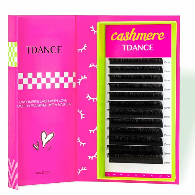 TDANCE Cashmere Lash Extensions Super Soft Classic Lash Extension C Curl 0.07mm 16mm Single Length Individual Volume Lash Extensions for Professional Salon Use(0.07-C,16mm)