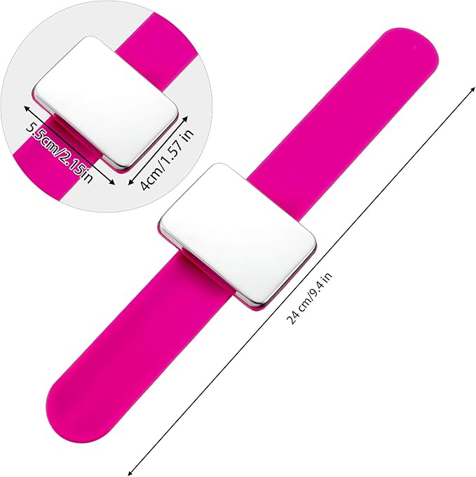 2 Pieces Magnetic Sewing Pincushion, Magnetic Wristband Pin Cushion Holder for Quilting Sewing Pins Hair Clips with Flannelette Bag, Silicone Wrist Strap Bracelet (Rose Red)