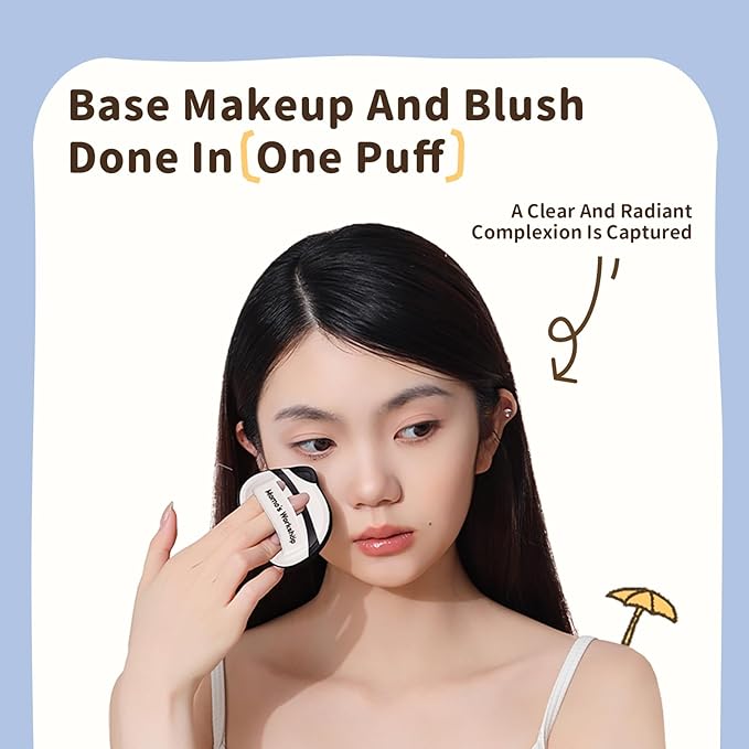 Panda Air Marshmallow Puff,Makeup Sponge,Rubycell Material,Pointed Tip for Concealer + Flat Side for Foundation, Longwear Makeup, Travel Friendly & Reusable,2pcs Puffs & Storage Case
