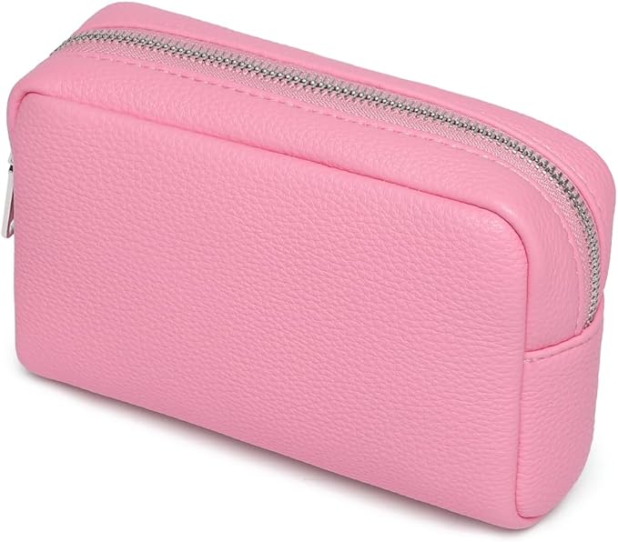 Makeup Bag Large Capacity Women's Classic Black Wash Bag Adjustable Partition Wash Brush and Cosmetic Carrying Bag (PU/Azalea Pink)